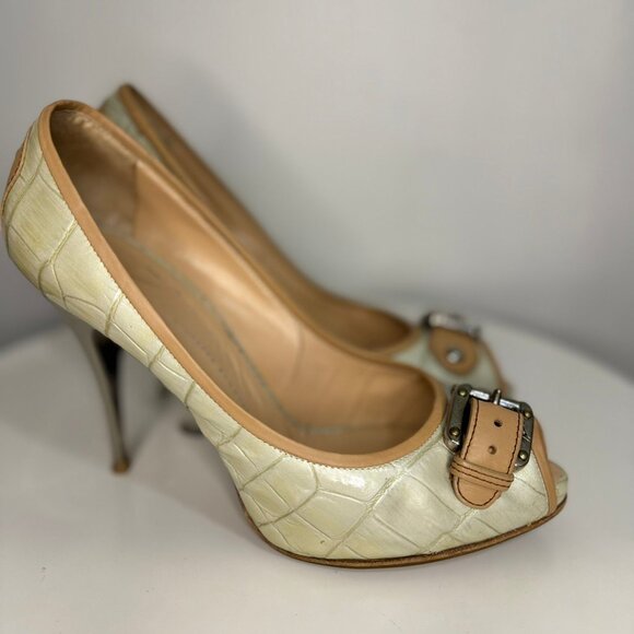 Giuseppe Zanotti Croc-Embossed Open Toe Pumps | Made in Italy | Size EU 41 - Picture 4 of 7